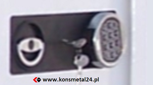 Sejf zamykany zamkiem kluczowym oraz zamkiem elktronicznym Combogard.