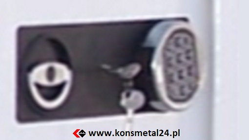 Sejf zamykany zamkiem kluczowym oraz zamkiem elktronicznym Combogard.