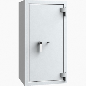 Sejf Save4ever model 419104.01. Klasa antywłamaniowa III, klasa odporności ogniowej LFS 30. Jasny szary, zamykany zamkiem kluczowym.