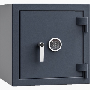Sejf Save4ever model 419101.12. Klasa antywłamaniowa III, klasa odporności ogniowej LFS 30. Grafitowy, zamykany zamkiem elektronicznym. 