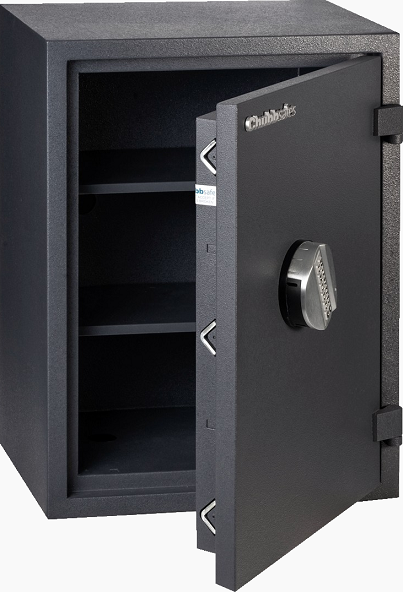 Zamknięcie sejfu realizowane zamkiem elektronicznym.